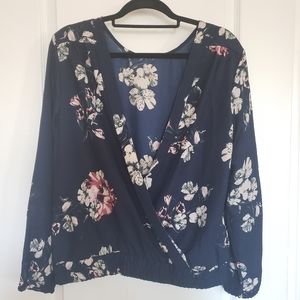 Dex navy blue floral blouse